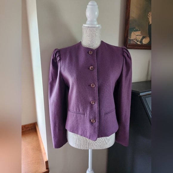 Beautiful Jack Winter purple Blazer Vintage Jacket Size Small 6 vtg Wool blend - Picture 7 of 10